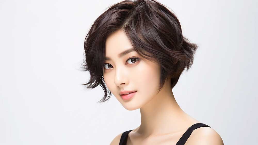 ショートヘアのモデル女性