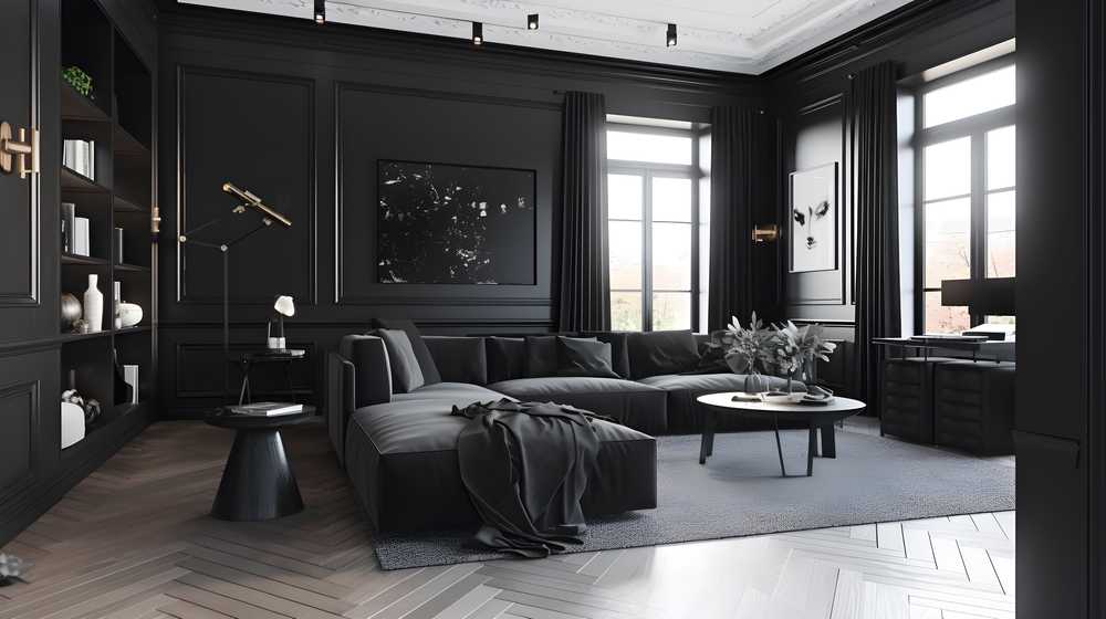 黒で統一された高級感のある部屋