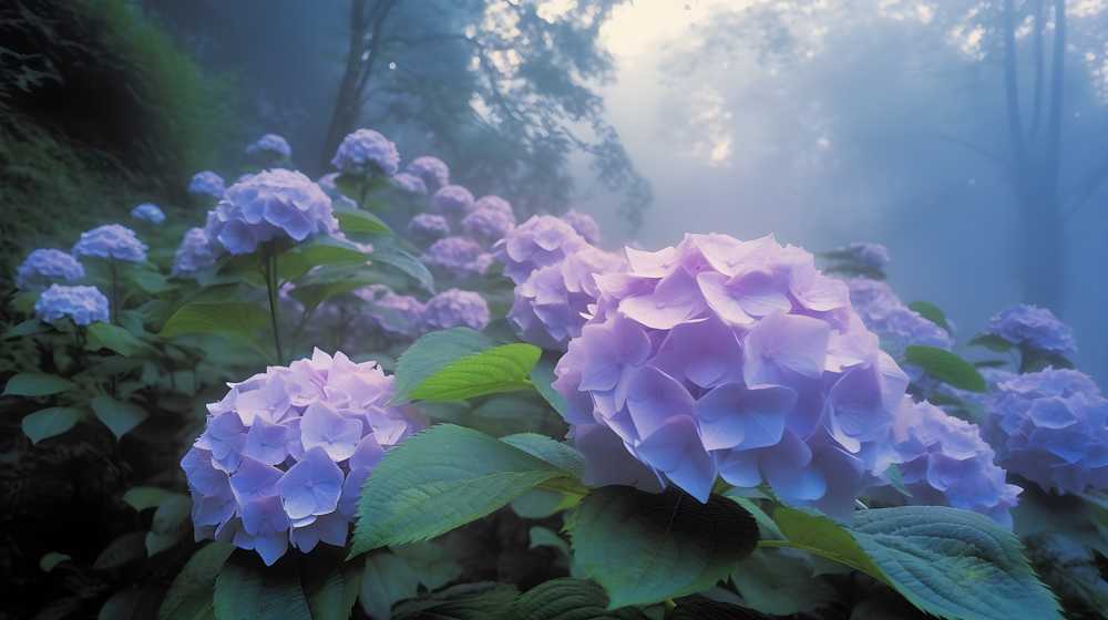 幻想的な紫陽花