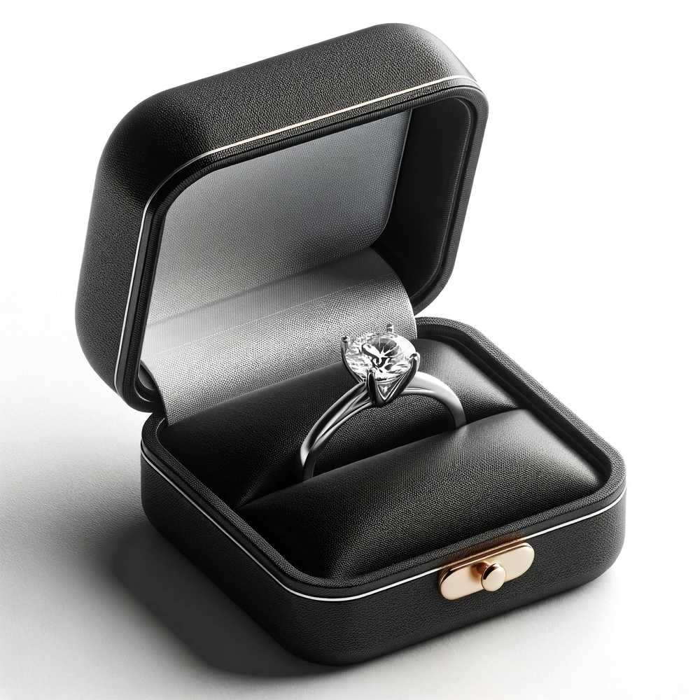 黒いケースに入ったダイヤの婚約指輪