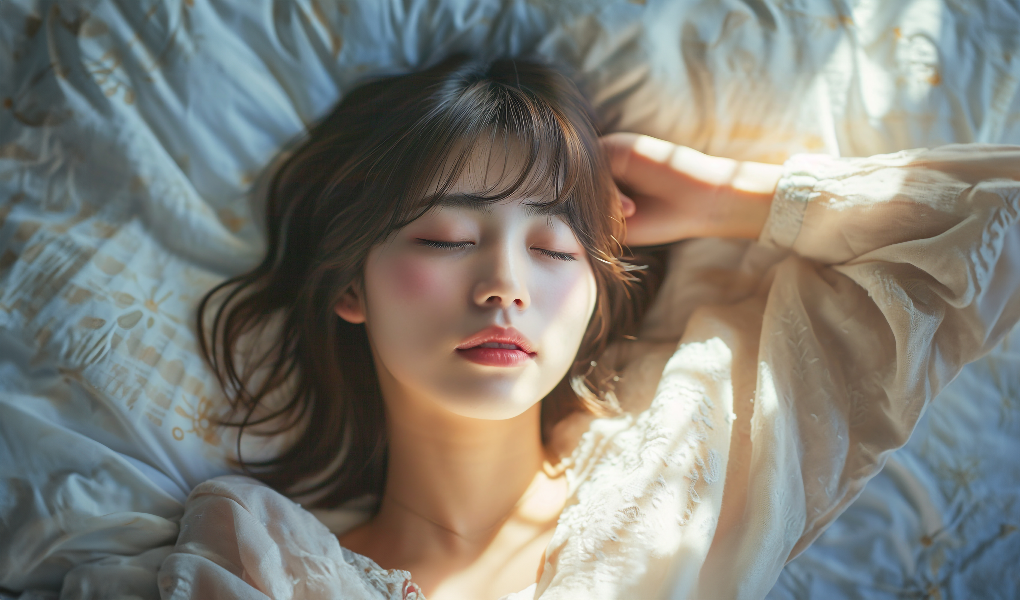 睡眠中の若い女性