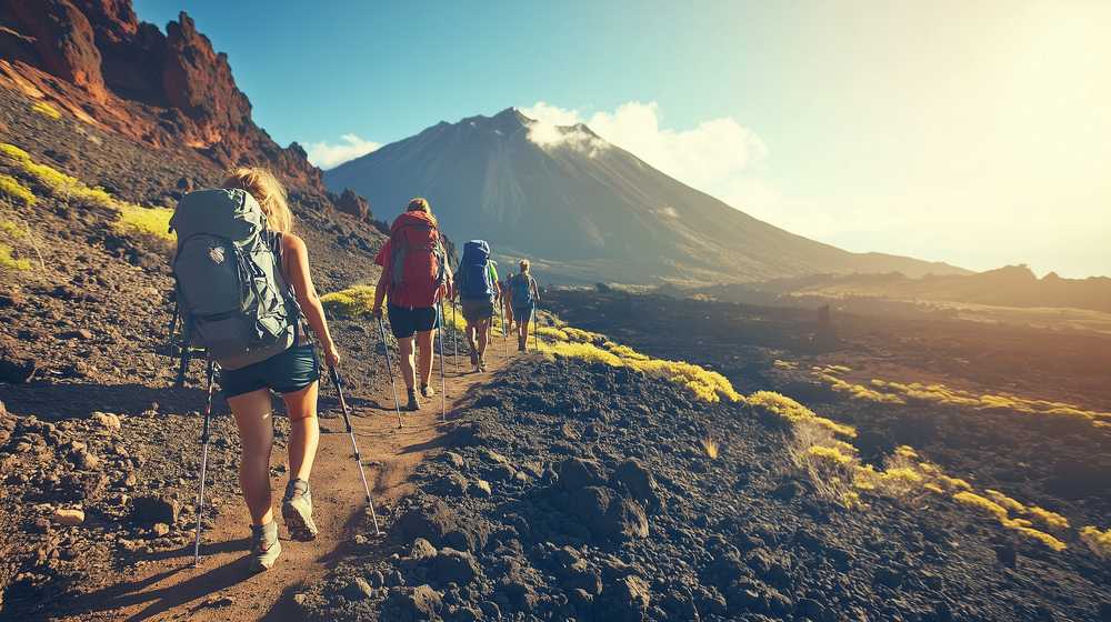 火山でのトレッキング