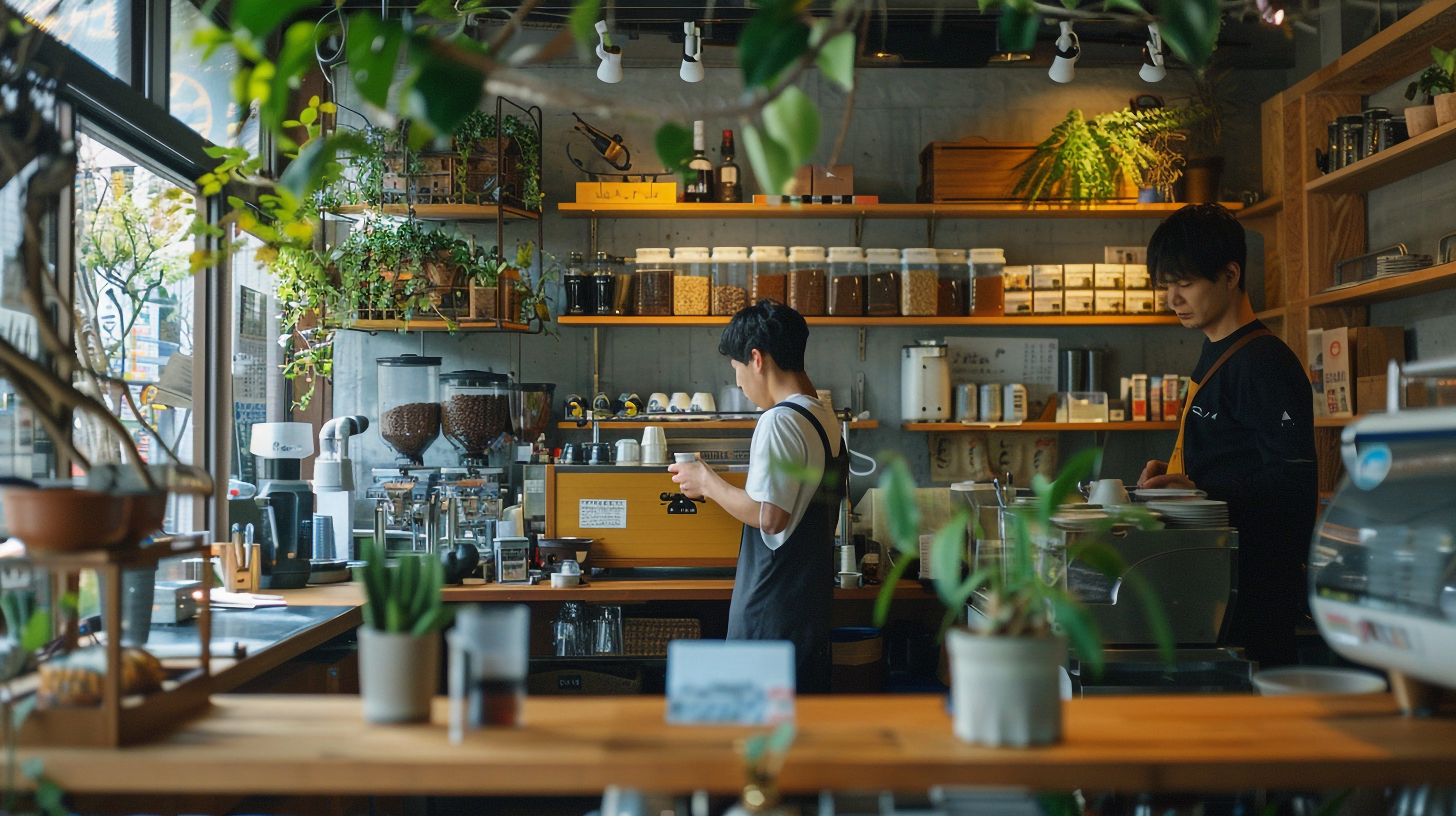 ナチュラルなカフェの店内