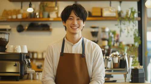 カフェの男性店員